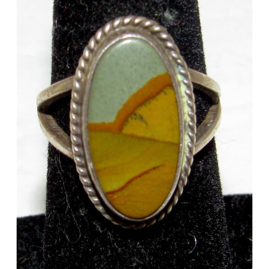 Vintage Navajo Scenic Picture Jasper Ring Size 6 Sterling Silver Native Signed
