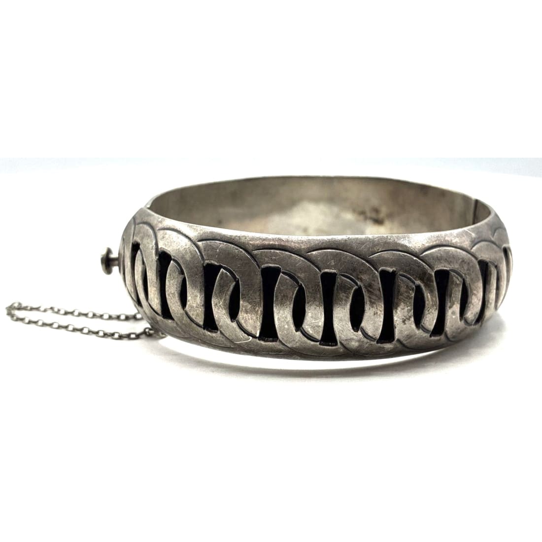 Vintage Taxco Mexico Modernist Sterling Silver Bangle Bracelet by JSF Studio
