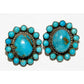 Vintage Navajo Morenci Turquoise Cluster Post Earrings Sterling Silver P. Yazzie