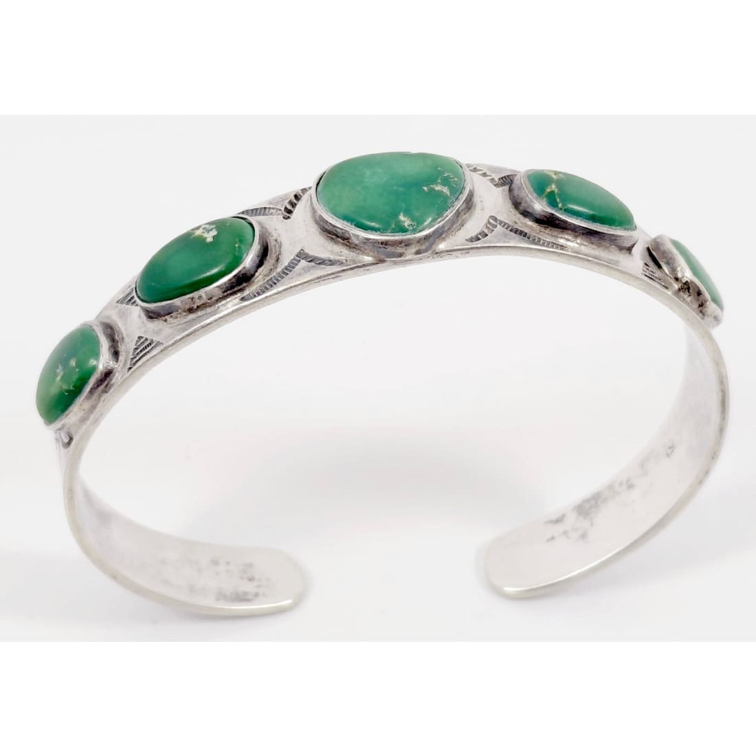 Vintage Navajo Fox Turquoise Cuff Bracelet Sterling Silver Old Pawn Signed
