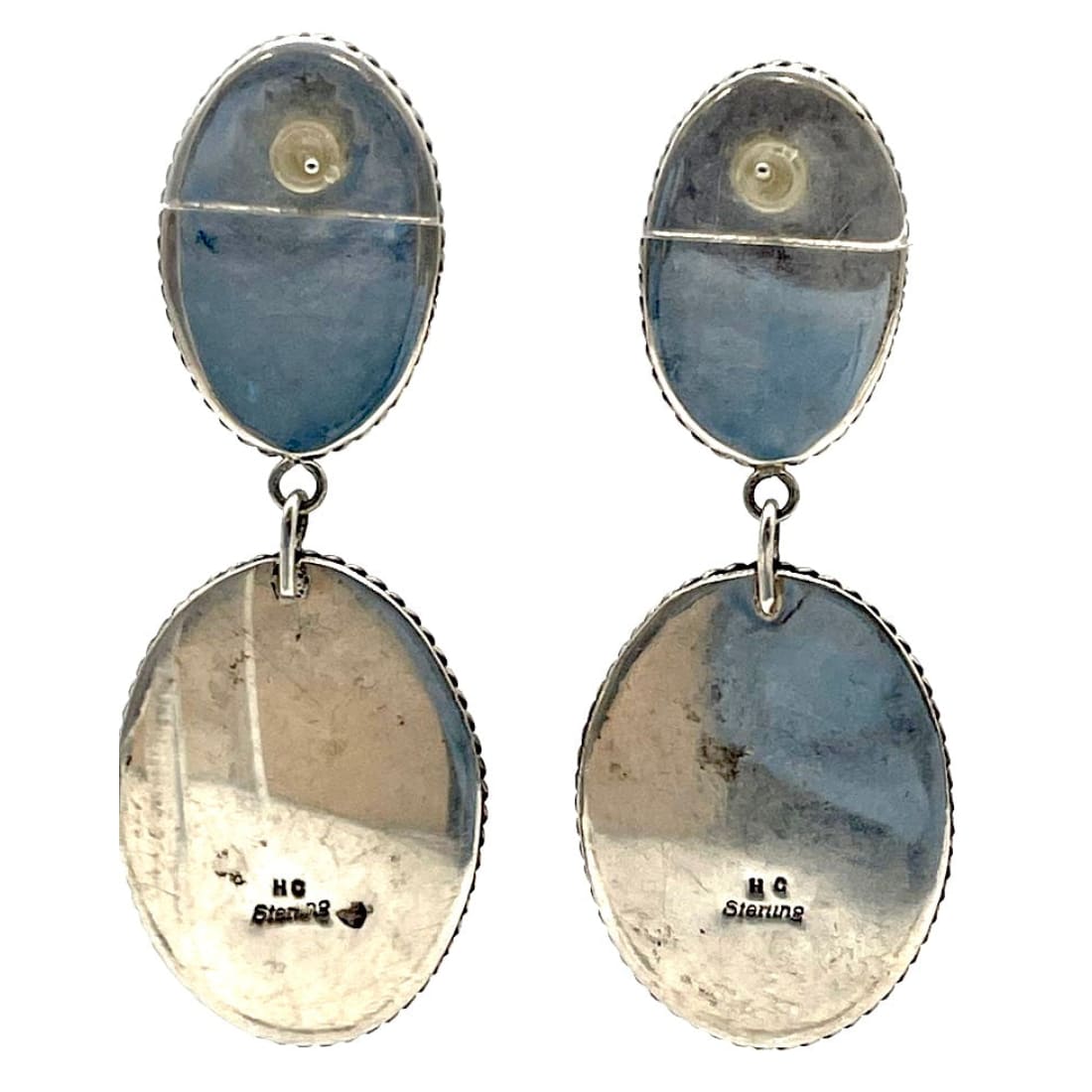 Navajo Orange Purple Spiny Oyster Sterling Silver Dangle Earrings H. Cayatineto