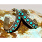 Vintage Zuni Snake Eye Turquoise Hoop Earrings 1 1/4" Diameter Sterling Silver