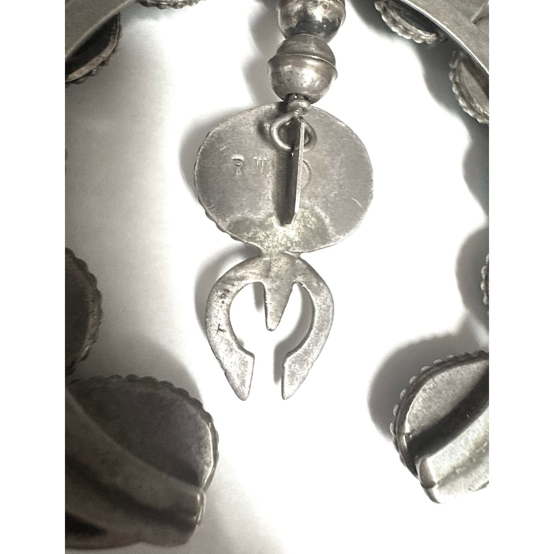 Vintage Navajo Squash Blossom Necklace Royston Turquoise Sterling Silver 256G R Willie