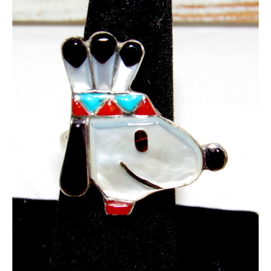 Zuni Peanuts Snoopy Ring Sz 7 Adjustable Don Dewa Sterling Silver Disney Character