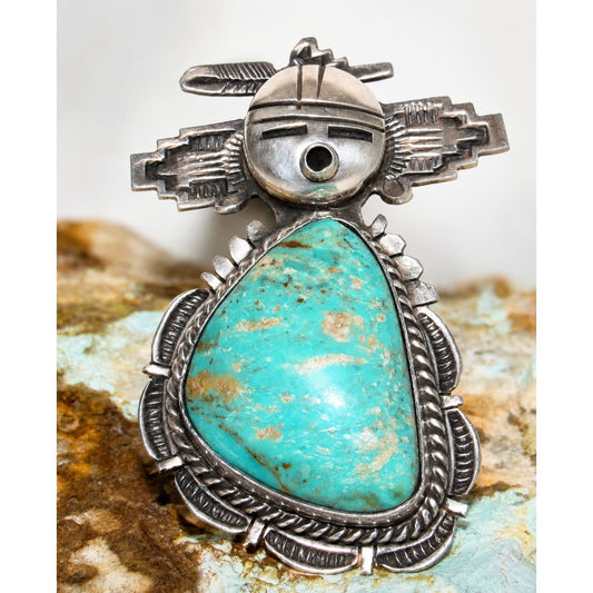 Navajo Butterfly Kachina Ring Sz 9 Royston Turquoise Sterling Bennie Ration Signed