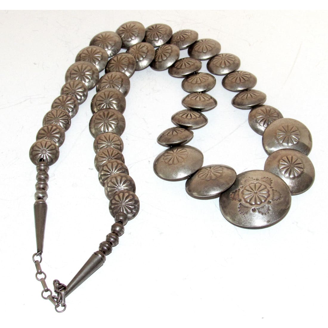 Old Pawn Navajo Pearls Reversible Necklace Pillow Beads Sterling Silver Turquoise