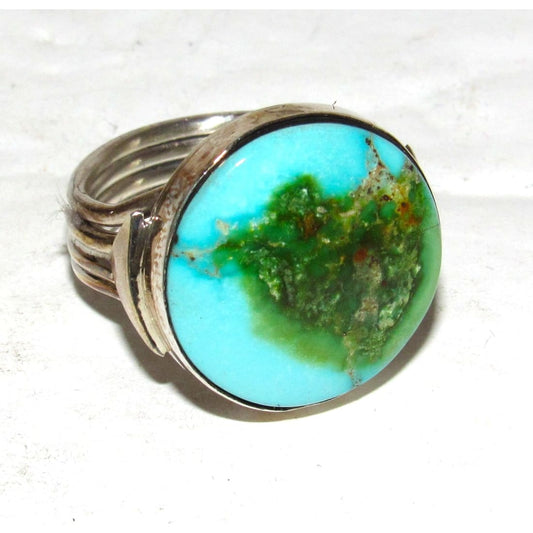Navajo Royston Turquoise Men Ring Sz 9.5 Sterling Silver