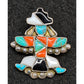 Old Pawn Zuni Knifewing Kachina Pin Pendant Sterling Silver Turquoise Coral MOP