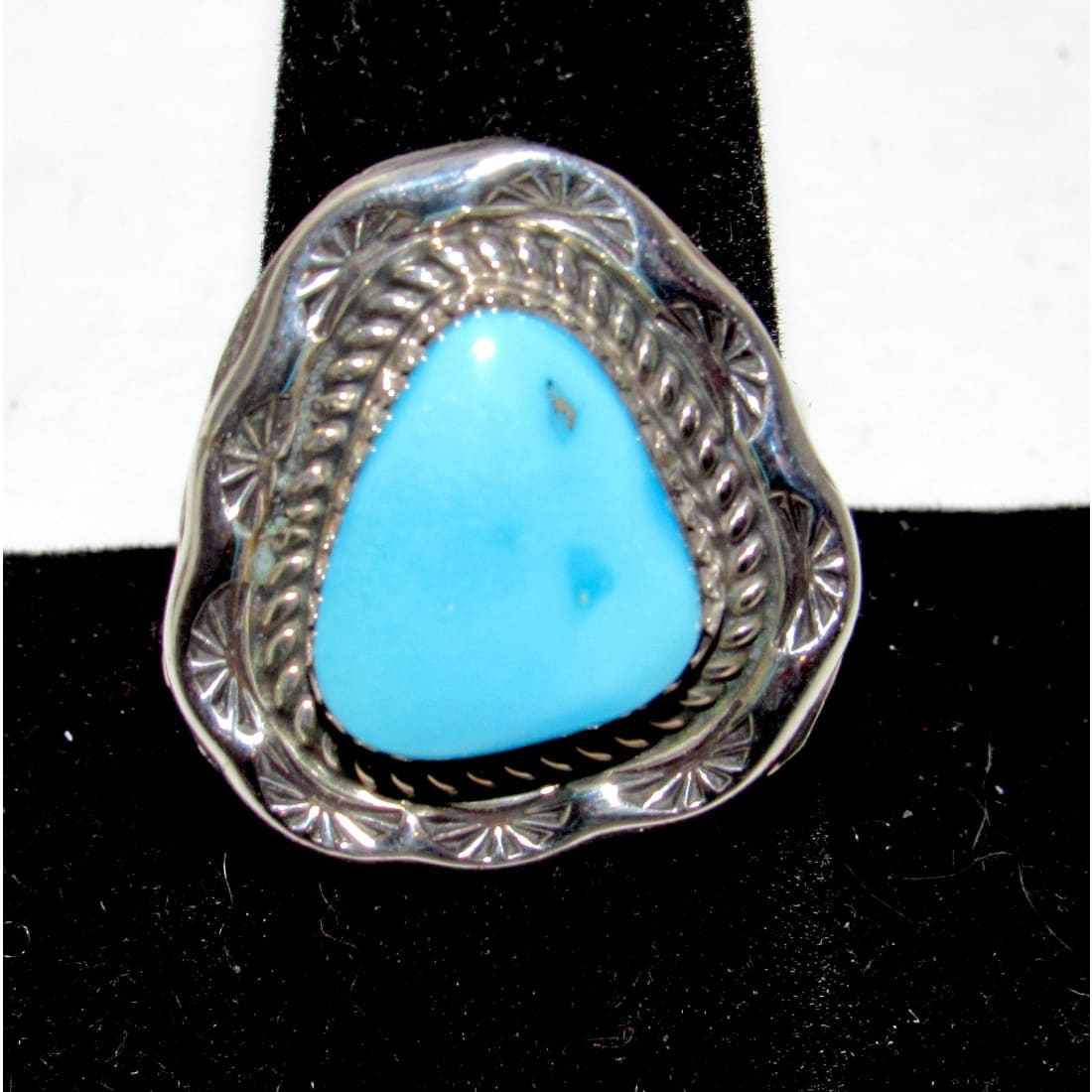 Navajo Blue Royston Turquoise Ring Size 9 Sterling Silver Signed