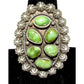 Navajo Sonoran Gold Turquoise Cluster Ring Sz 8 Sterling Silver