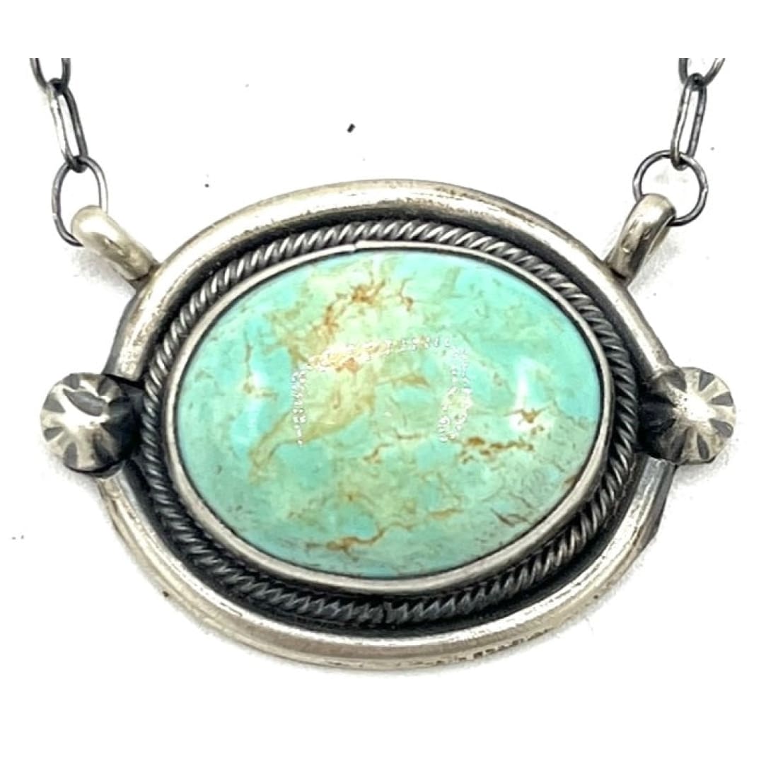 Navajo Dry Creek Turquoise Bar Necklace Sterling Silver S. Skeets