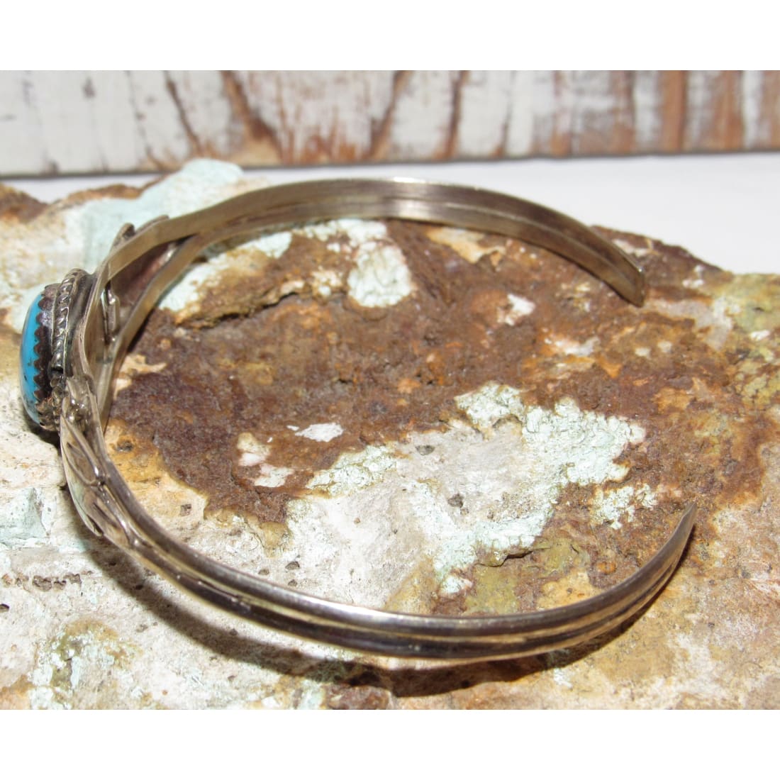 Navajo Turquoise Cuff Bracelet Sterling Silver Blossom Design