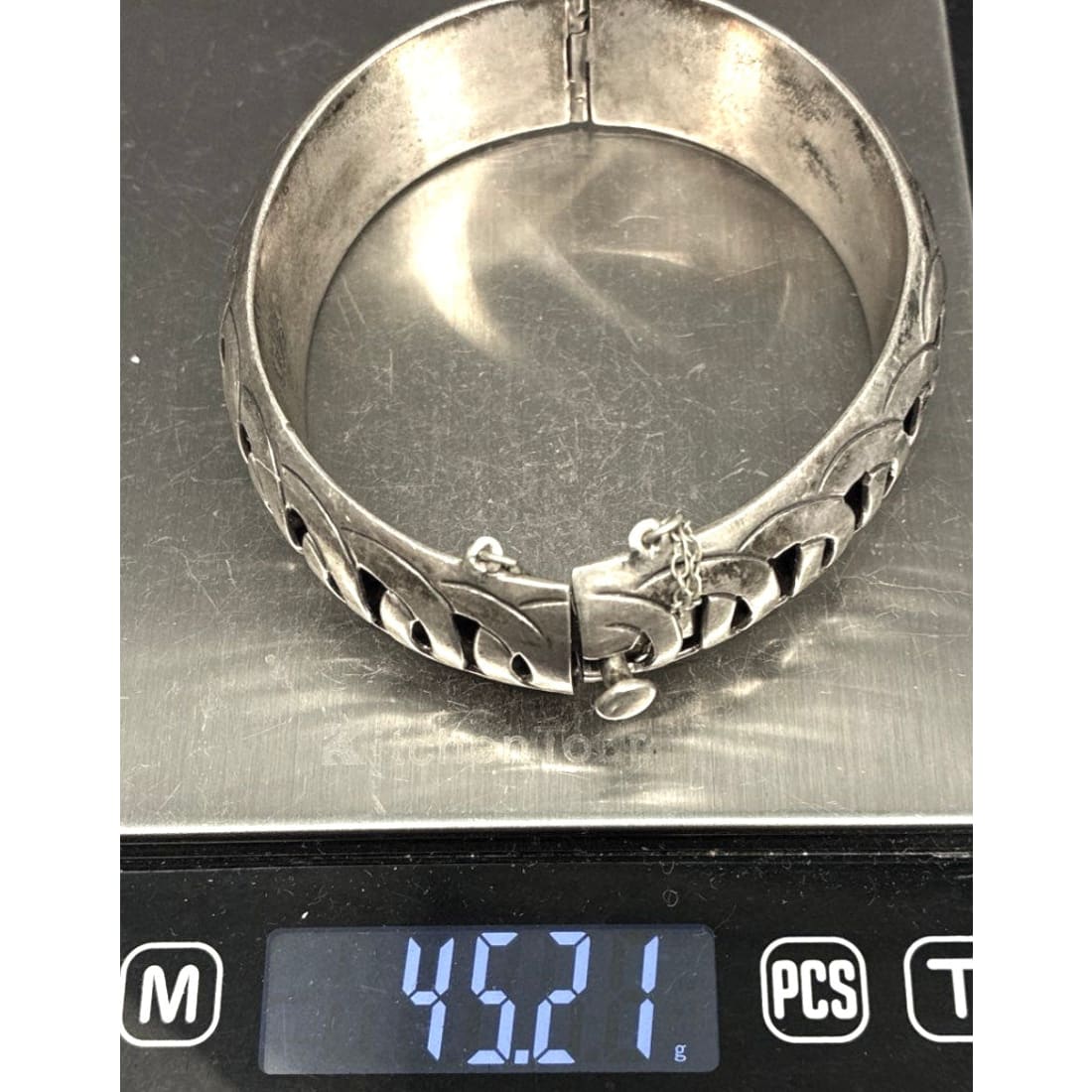 Vintage Taxco Mexico Modernist Sterling Silver Bangle Bracelet by JSF Studio