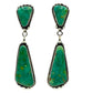 Navajo Royston Turquoise Dangle Earrings 3"L Sterling Silver E. Kee