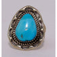 Navajo Sleeping Beauty Turquoise Ring Size 10 Sterling Silver Signed