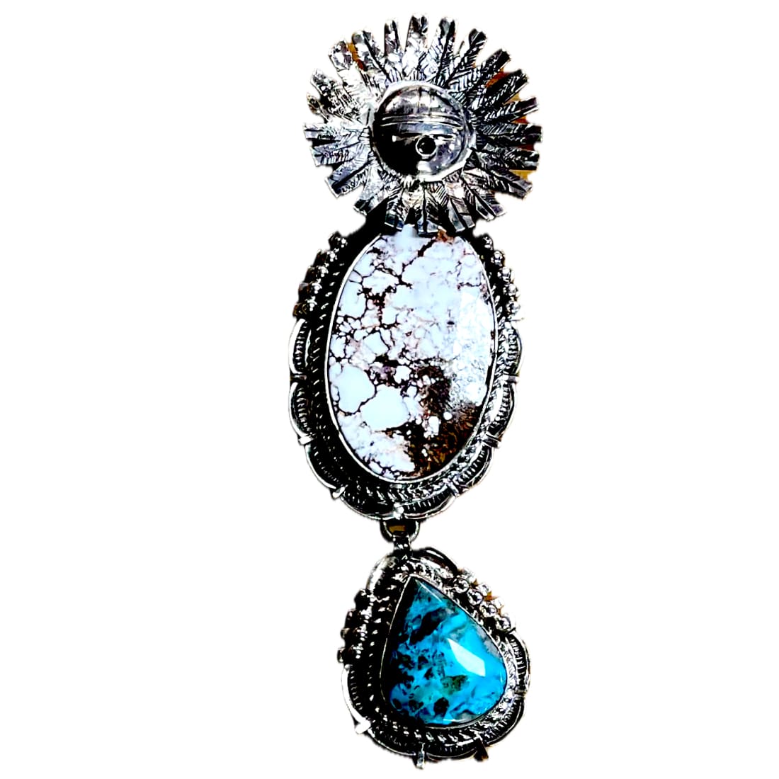 Massive Navajo Kachina Pendant Wild Horse Turquoise Sterling Bennie Ration