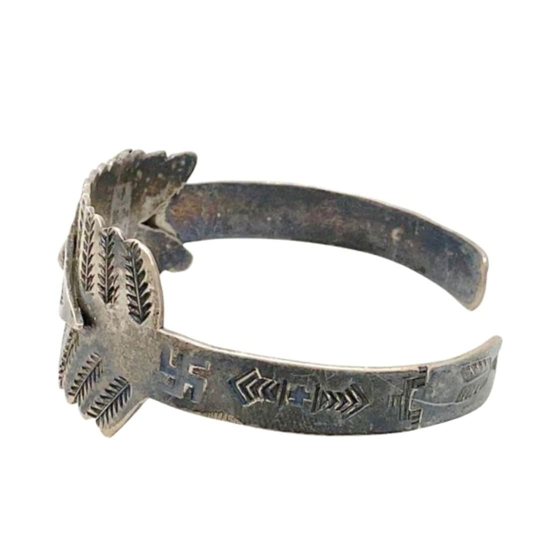 Rare Old Pawn Whirling Logs Arrow Sterling Silver Bracelet Navajo