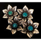 Rare Bell Trading Post Sterling Silver Turquoise Flower Brooch