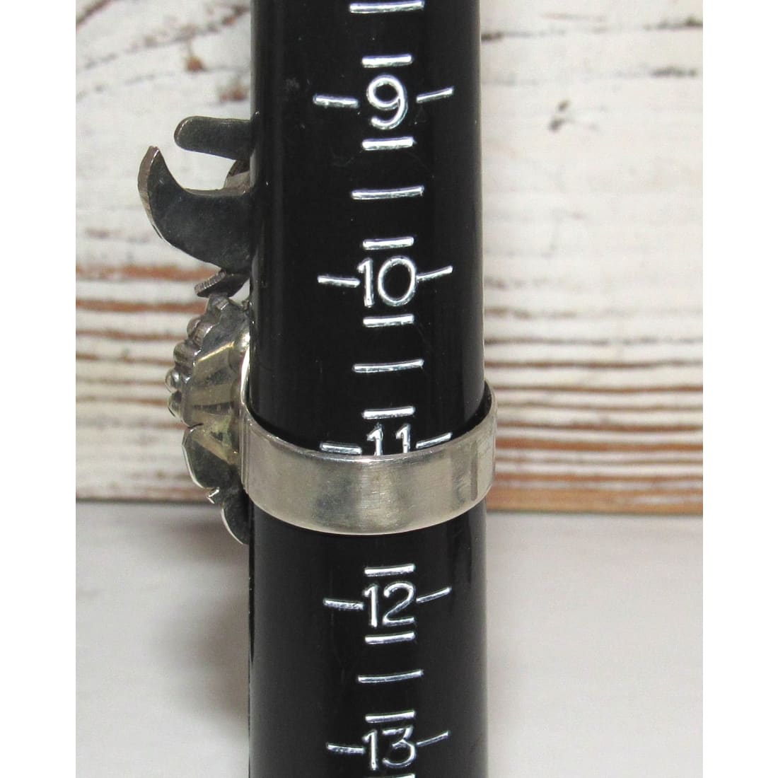 Large Navajo Kachina Ring Sz 11 Bennie Ration Red Orange Spiny Sterling