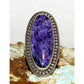 Navajo Purple Charoite Statement Ring Size 10 Sterling Silver Sheila Tso Signed