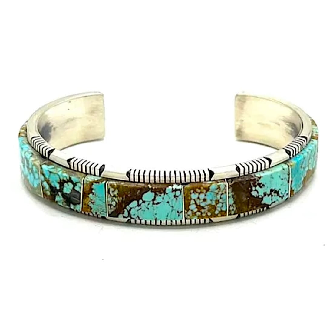Navajo Number 8 Turquoise Inlay Cuff Bracelet Steve Francisco
