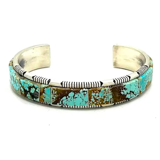 Navajo Number 8 Turquoise Inlay Cuff Bracelet Steve Francisco