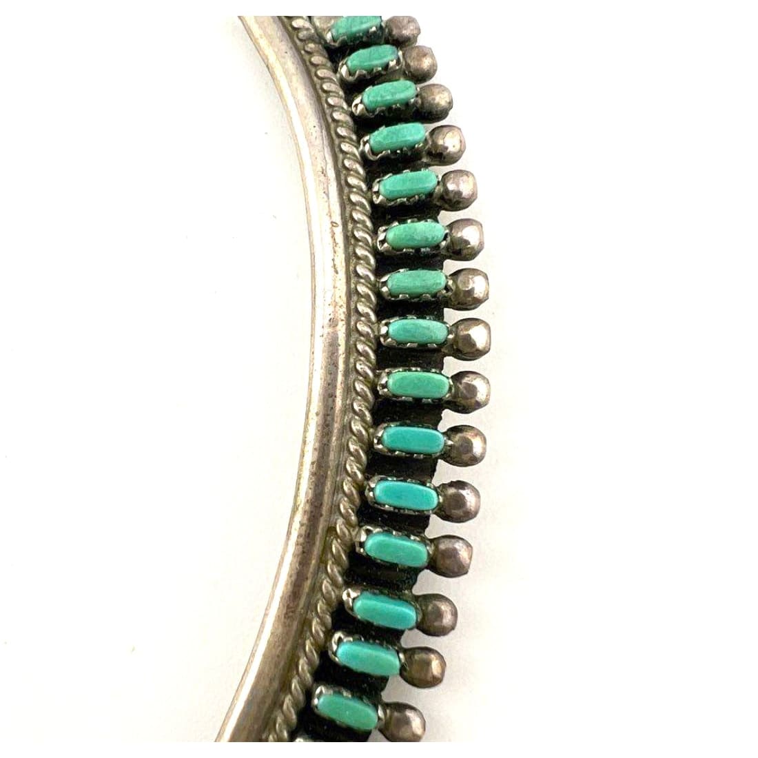 Vintage Zuni Turquoise Petit Point Collar Necklace Matching Dangle Earrings Set