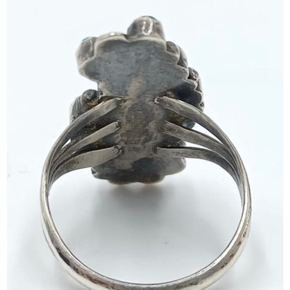 Old Pawn Zuni Snake Eye Turquoise Sterling Silver Ring Size 7 Native American