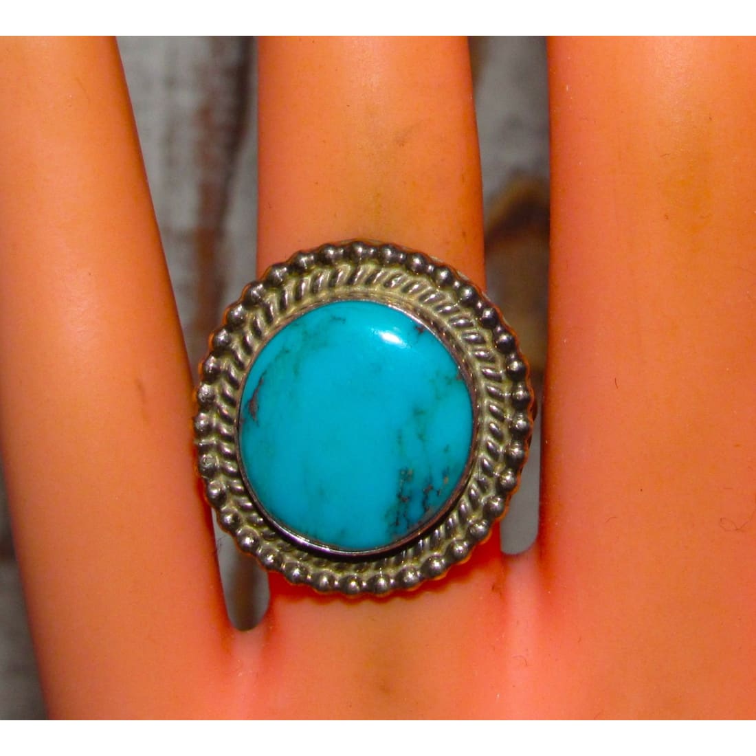 Navajo Kingman Turquoise Ring Sz. 7 P. Skeets Sterling Silver Native American