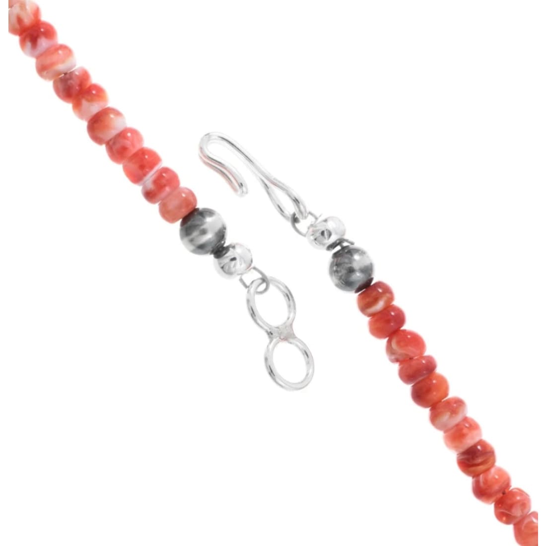 Navajo Pearls Orange Spiny Heishi Necklace Sterling Silver Native American