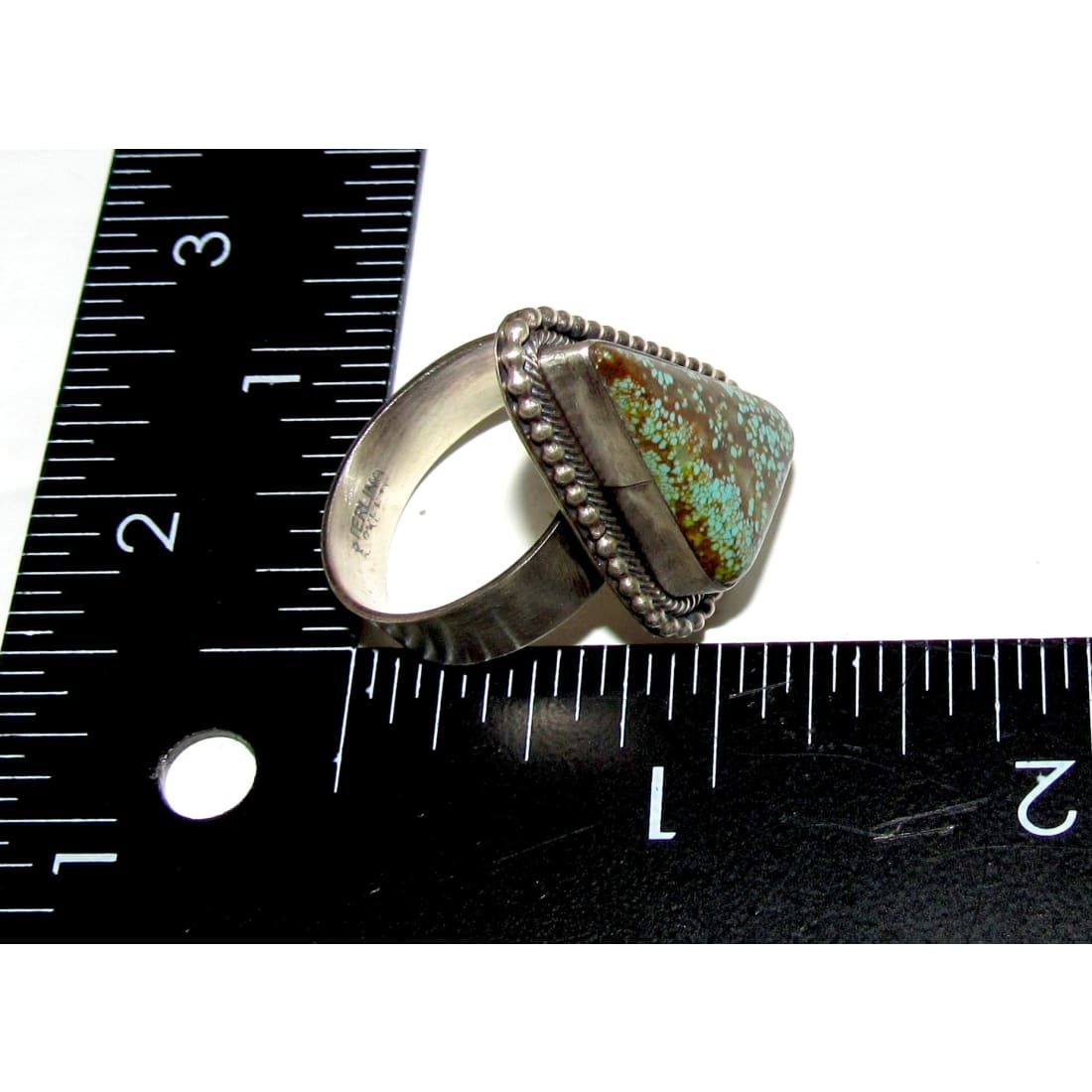 Navajo Number 8 Turquoise Ring Adjustable Size Sterling Silver S. Skeets