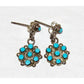 Zuni Snake Eye Turquoise Dangle Earrings Sterling Silver Native American Signed