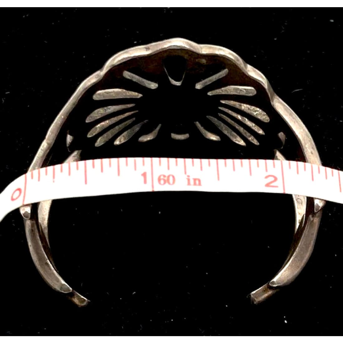 Early Navajo Sterling Silver Sand Cast Cuff Bracelet Vintage