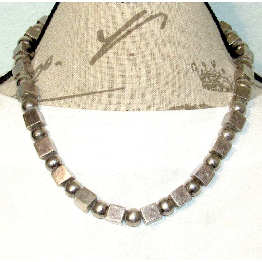 MOD Taxco Mexico Necklace Sterling Silver Beads Statement Necklace 122G