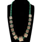 Signed Vintage Larry Curley Navajo Heavy 95g Sterling Box Bead & Malachite Necklace