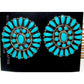 Vintage Navajo Large Turquoise Cluster Post Earrings Sterling Silver Z. Begay