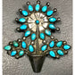 Vintage Zuni Turquoise Flower Pin Brooch Sterling Silver