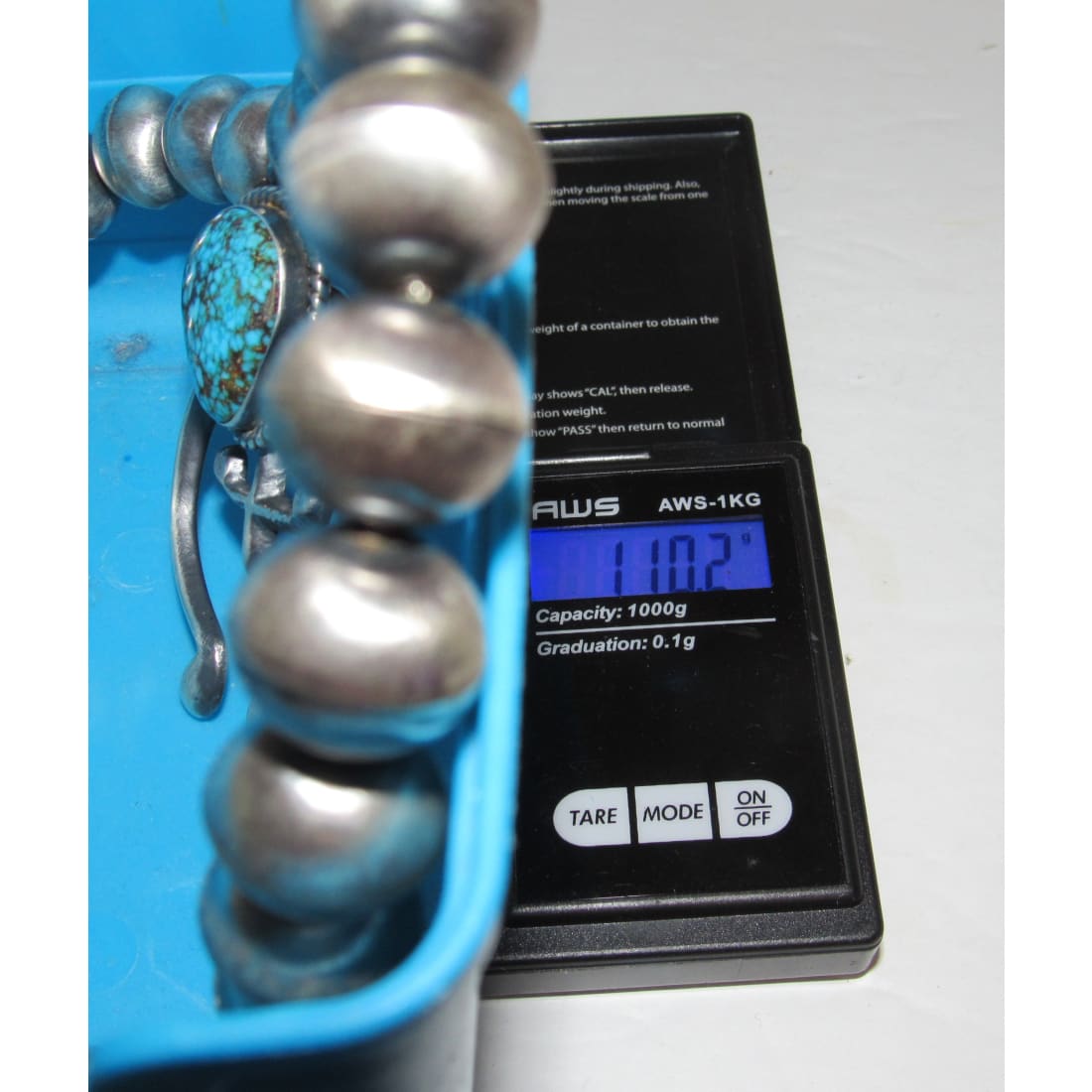 Navajo Squash Blossom Necklace E Hale Number 8 Turquoise Sterling Silver 110 G