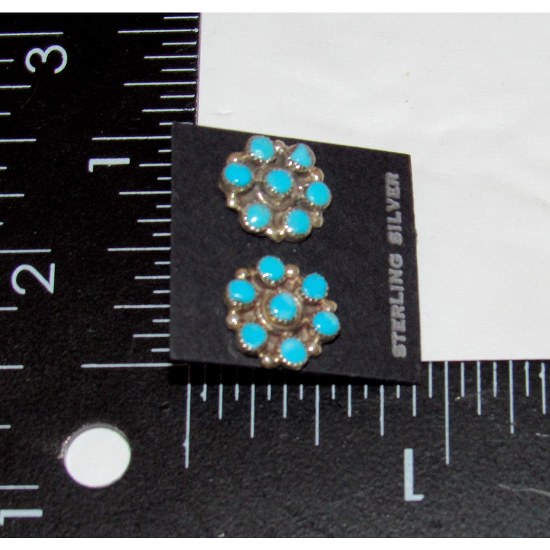 Zuni Turquoise Small Cluster Post Earrings Snake Eye Design