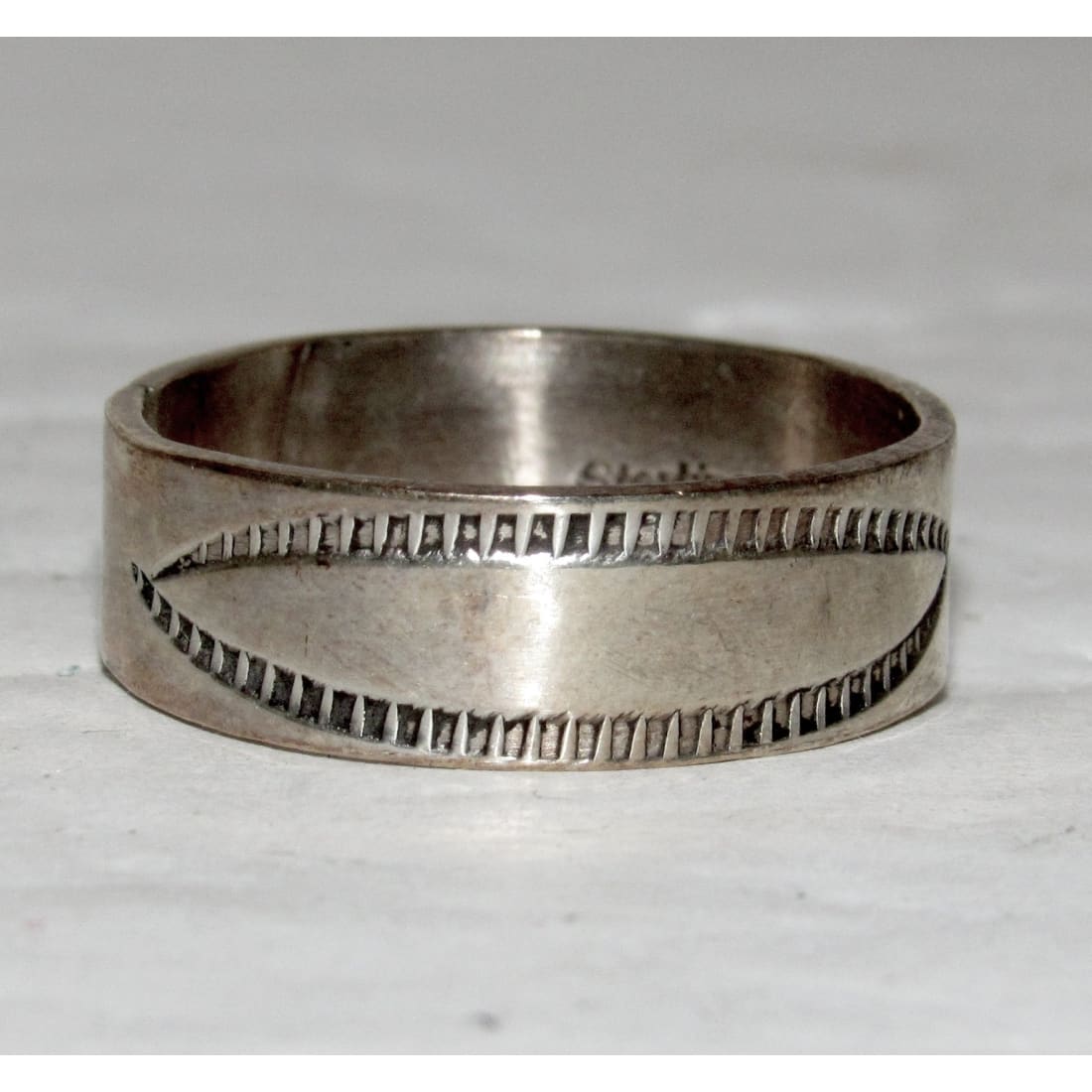 Vintage Navajo Band Ring Size 9.5 Sterling Silver Ingot Band Rob Cadman
