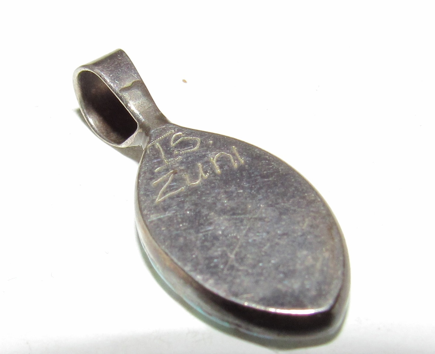 Vintage Navajo Opal Inlay Pendant Sterling Silver Signed