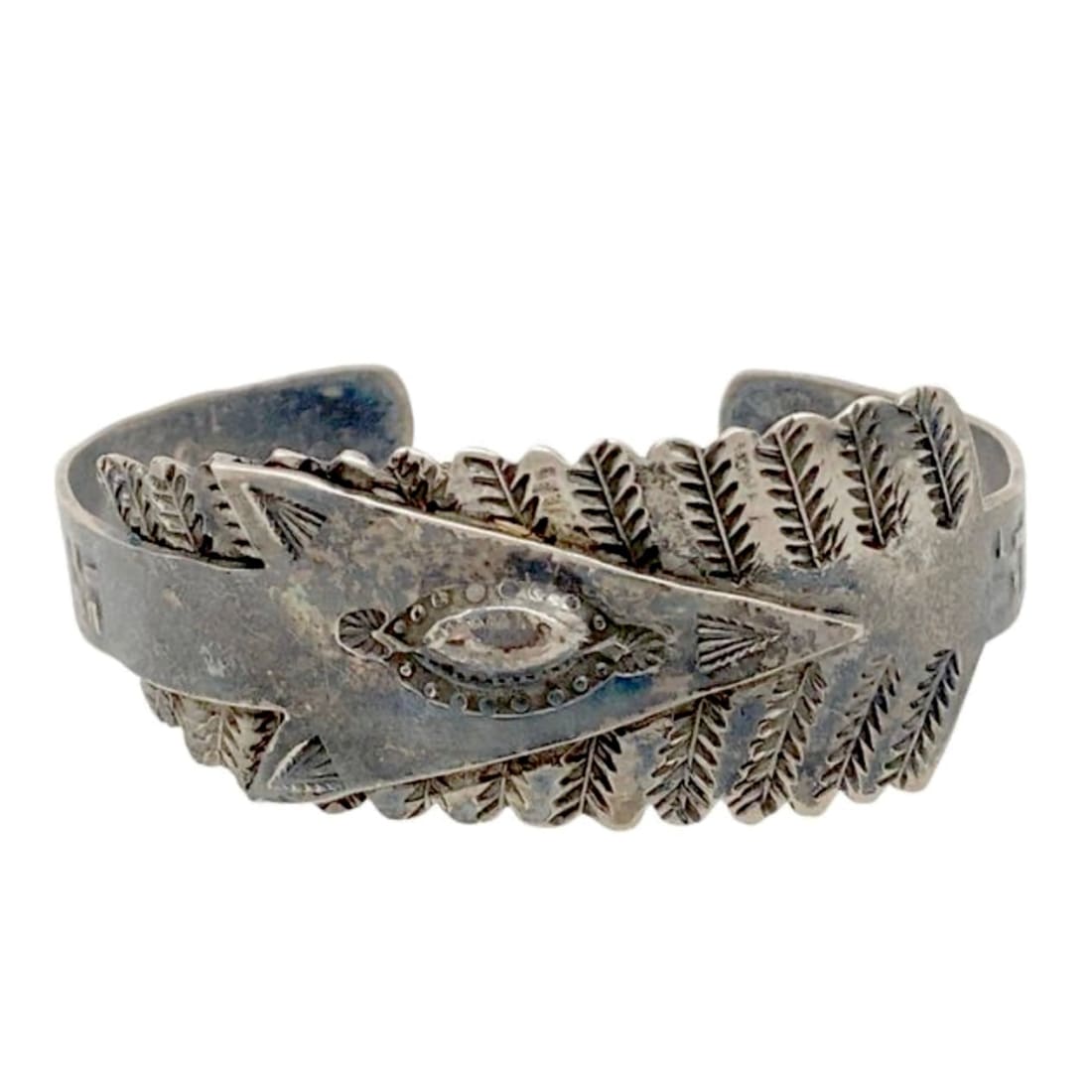 Rare Old Pawn Whirling Logs Arrow Sterling Silver Bracelet Navajo
