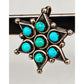 Old Pawn Zuni Snake Eye Turquoise Cluster Pin Pendant Sterling Silver