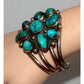 Vintage Massive Navajo Morenci Turquoise Cluster Cuff Bracelet Silver Native Signed
