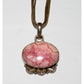 Vintage Southwestern Liquid Silver Necklace with Pink Rhodochrosite Pendant