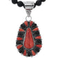 Navajo Red Orange Spiny Onyx Cluster Necklace Earrings Set Signed