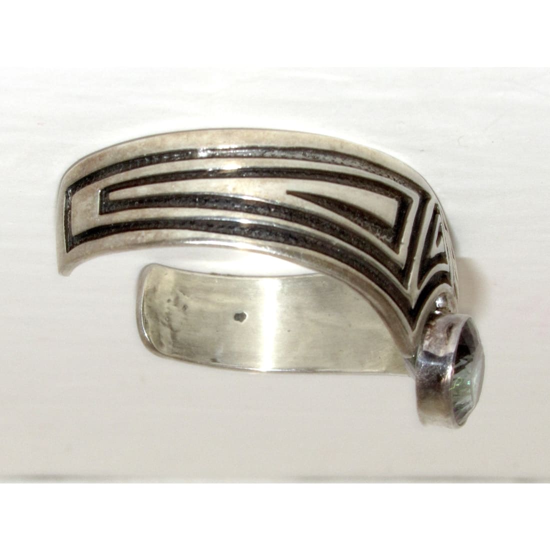 Navajo Sterling Silver Mystic Topaz Native American Cuff Bracelet C. Johnson