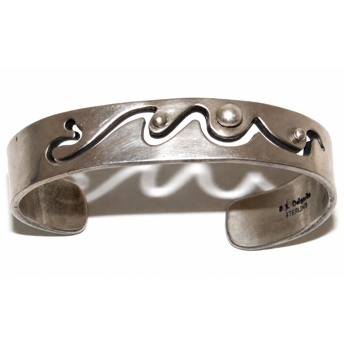 Vintage MOD Mexican Sterling Silver Cuff Bracelet J S Delgarito