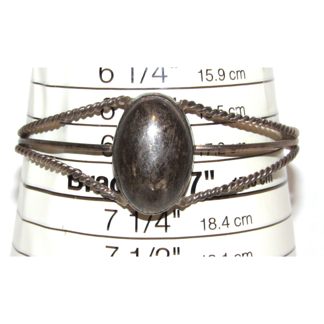 Vintage Taxco Mexico Hematite Cuff Bracelet 925 Silver
