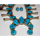 Vintage Navajo Squash Blossom Necklace Earrings Set Kingman Turquoise Sterling Silver